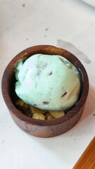 Mint Ice Cream Scoop with Refreshing Green Color and Creamy Frozen Texture