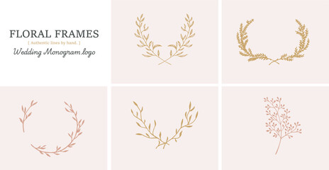 Elegant Floral Wedding Monogram Logo Modern Wedding Monogram