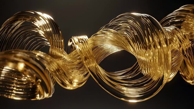 Golden Twisted Wire Rope Cable Closeup.