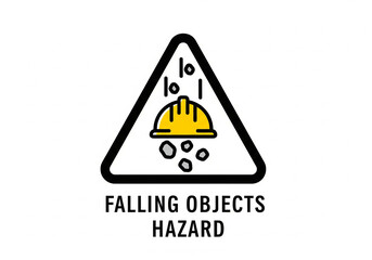 Warning sign for falling objects hazard at construction site