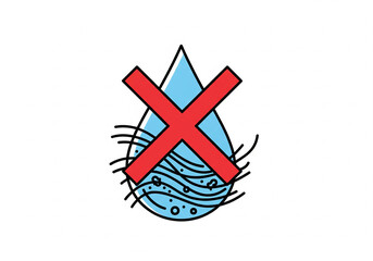 No water drop with red X symbol on white background