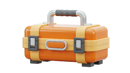 Orange and Yellow Toolbox with Silver Handle