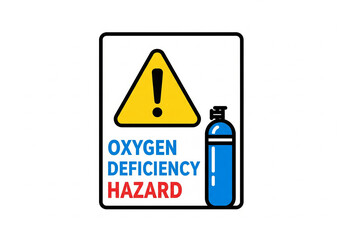 Oxygen deficiency hazard warning sign with exclamation mark