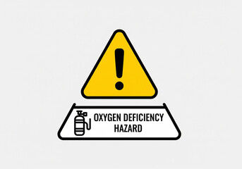 Oxygen deficiency hazard warning sign with exclamation mark