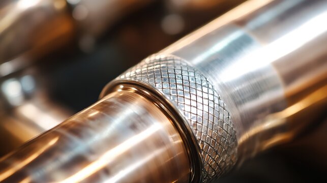 brazed. Close-up detail of brazed copper pipe joint with smooth gleaming solder fillet. event key visuals, club posters, designed for sports event promotions and stadium branding, supports training.