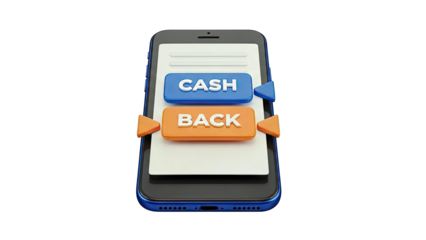 Smartphone Displaying Cash Back Offer with Arrows