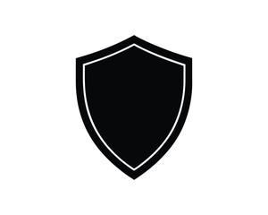 Solid black shield icon with white outline on white background symbol security