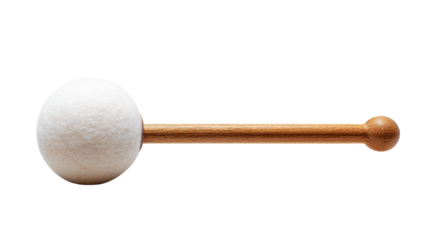 Timpani mallet with a felted head and wooden handle, a percussion instrument for orchestras and bands on transparent background