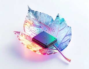 Digital circuit integrated onto a vibrant, transparent leaf