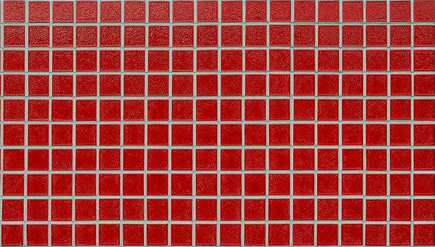 Red mosaic square tile pattern tiled background
