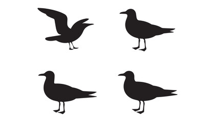 black color Albatrosses set of silhouette vector illustration, solid white background