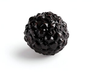A 3D rendered sphere of irregular, dark, reflective shapes on white
