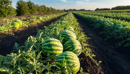 watermelon plantation in the summer