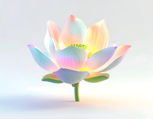 A glowing, ethereal lotus blossom with iridescent petals