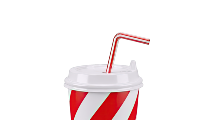 Disposable cup with striped straw