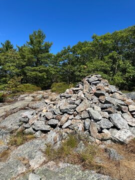stone pile on mount battie walk