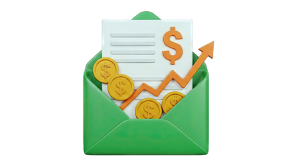 Financial Growth Envelope with Coins and Graph