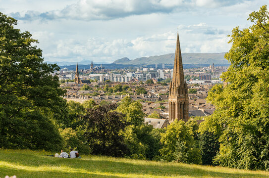 City View From Green Hill With Historic Buildings