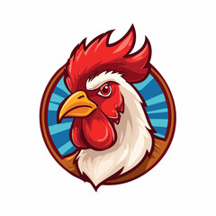 Rooster mascot illustration with bold colors and aggressive cartoon style
