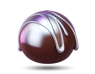 Glossy dark spherical treat with silver drizzle detail over a white backdrop