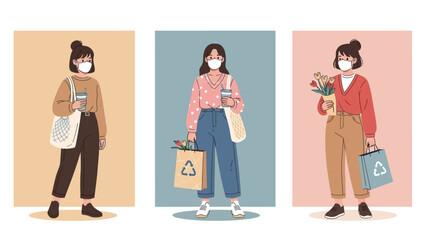 This soft flat illustration features a young woman.