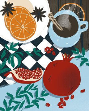 Winter Fruits Illustration