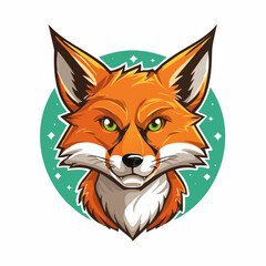 Obraz premium Fox Head Badge Green Background Illustration