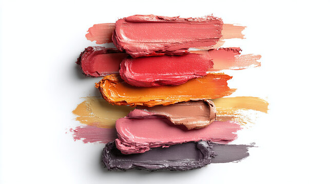 Colorful lipstick swatches arranged to showcase different shades and hues