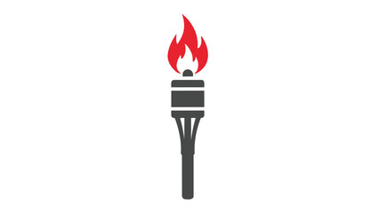 A black torch icon with red flame
