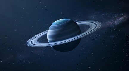 A stunning digital illustration of the planet Saturn in deep space