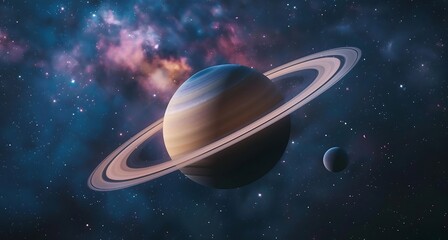 A stunning image of a planet with rings in a starry galaxy