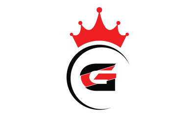 Obraz premium abstract creative black red crown G letter logo.