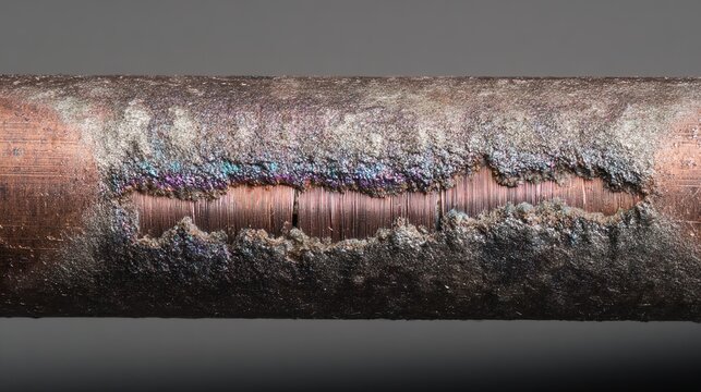 brazed. Close-up detail of brazed copper pipe joint with smooth gleaming solder fillet. event key visuals, club posters, designed for sports event promotions and stadium branding, supports training.