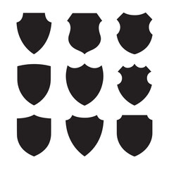 Shield Icon Set Black Minimal Design