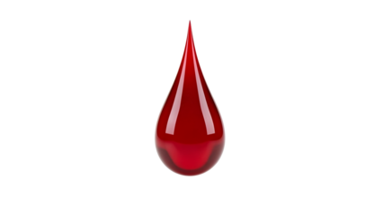 Red colored blood drop in a transparent background 