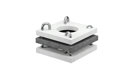 Layered Concrete Blocks with Metal Lifting Eyes