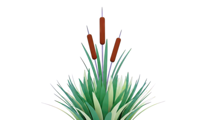 Cattails growing in wetland grasses