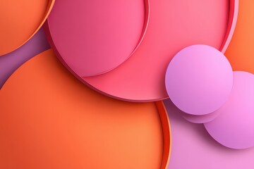 Vibrant Abstract Circles In Shades Of Orange Pink And Purple With Soft Shadows And Clean Edges