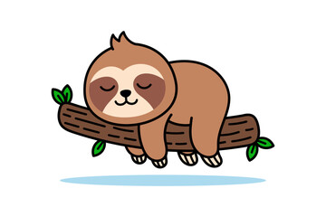 Obraz premium Sloth Sleeping Cartoon Illustration