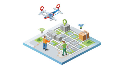 Modern logistics and delivery concept with drone and map