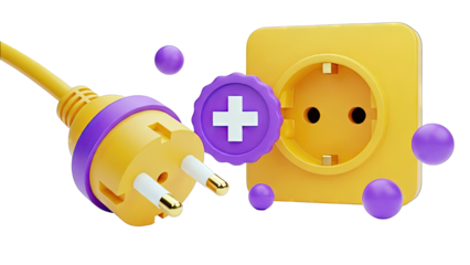 Electrical Plug and Socket with Plus Symbol and Spheres
