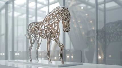Sturdy Horse Shape Constructed with Minimalist Architectural Frames or Trusses, Symbolizing Solidity, Structure and Strength for Corporate Branding