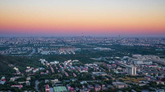 Overlooking Beijing Cityscape from day to night