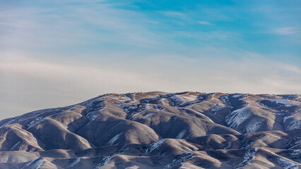 snow covered mountains in winter