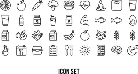 Health and Nutrition Line Icon Set Vector illustration