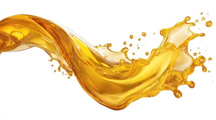Dynamic Swirling Golden Liquid Splash Against White Background Abstract Fluid Motion