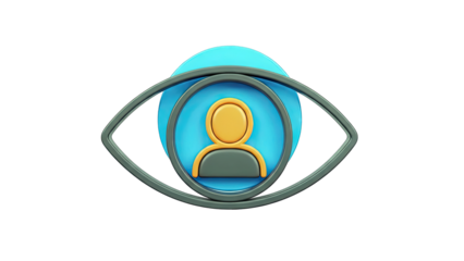 3D Eye Icon with User Silhouette