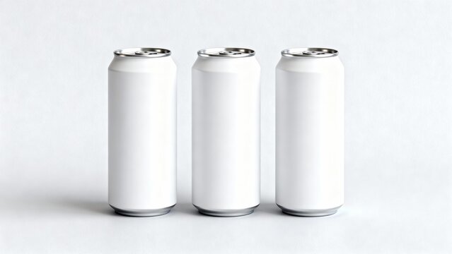 White three large tall beer or soda aluminum can mockup.