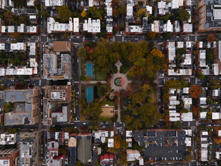 Overhead view of Hamilton park in Jersey City
