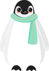 Cute Baby Penguin Wearing a Winter Scarf Illustration for Penguin Day